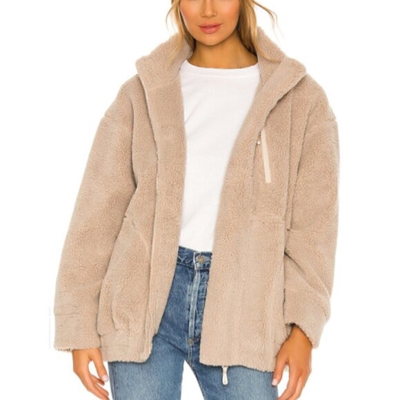 NWT Lovers + Friends Zip Front Faux Fur Jacket In Beige XS‌‌‌‌‌ - Picture 1 of 11